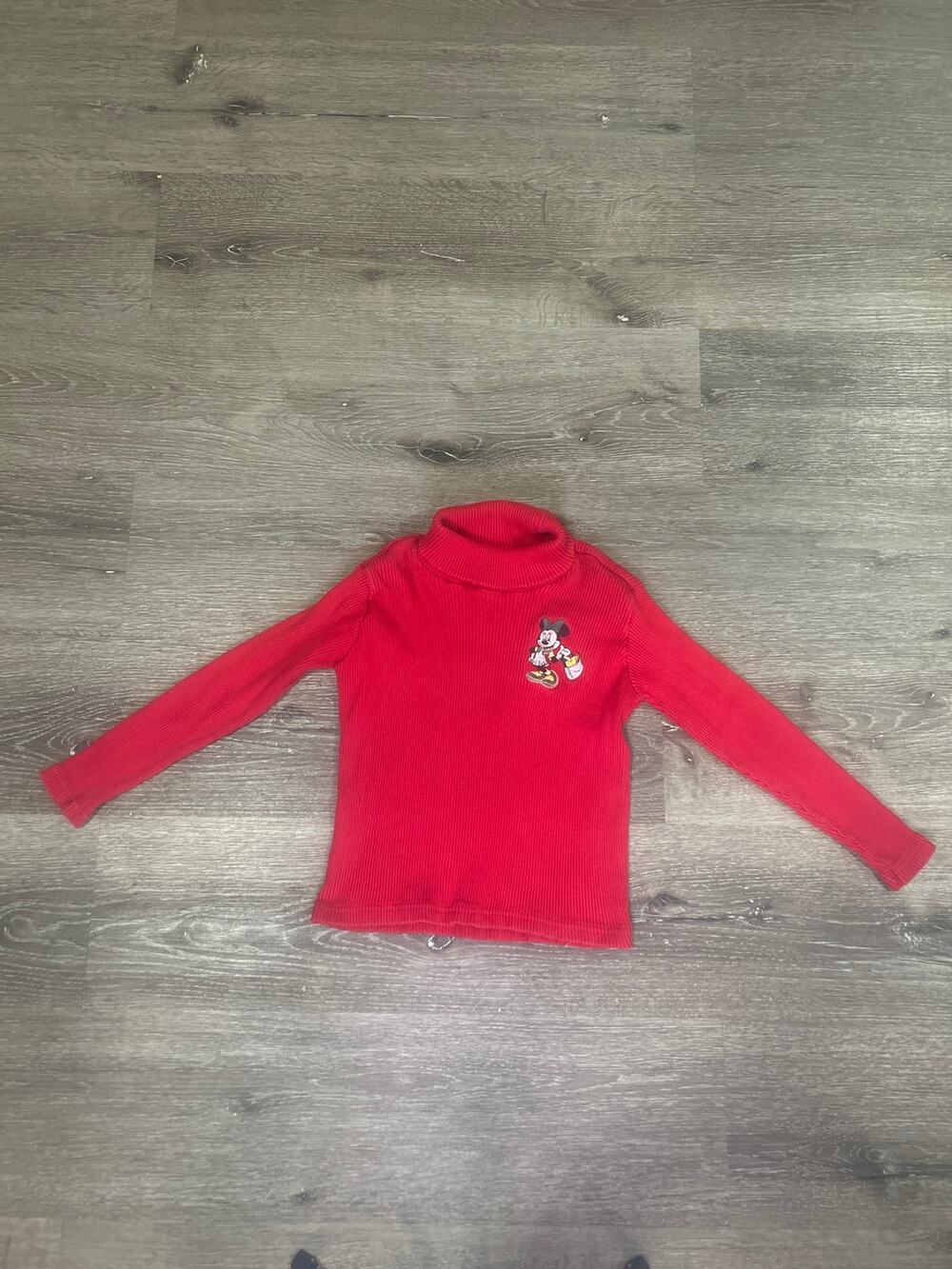 Vintage Disney Store Minnie Mouse Red Ribbed Turtleneck Sweater Kids Size 5/6